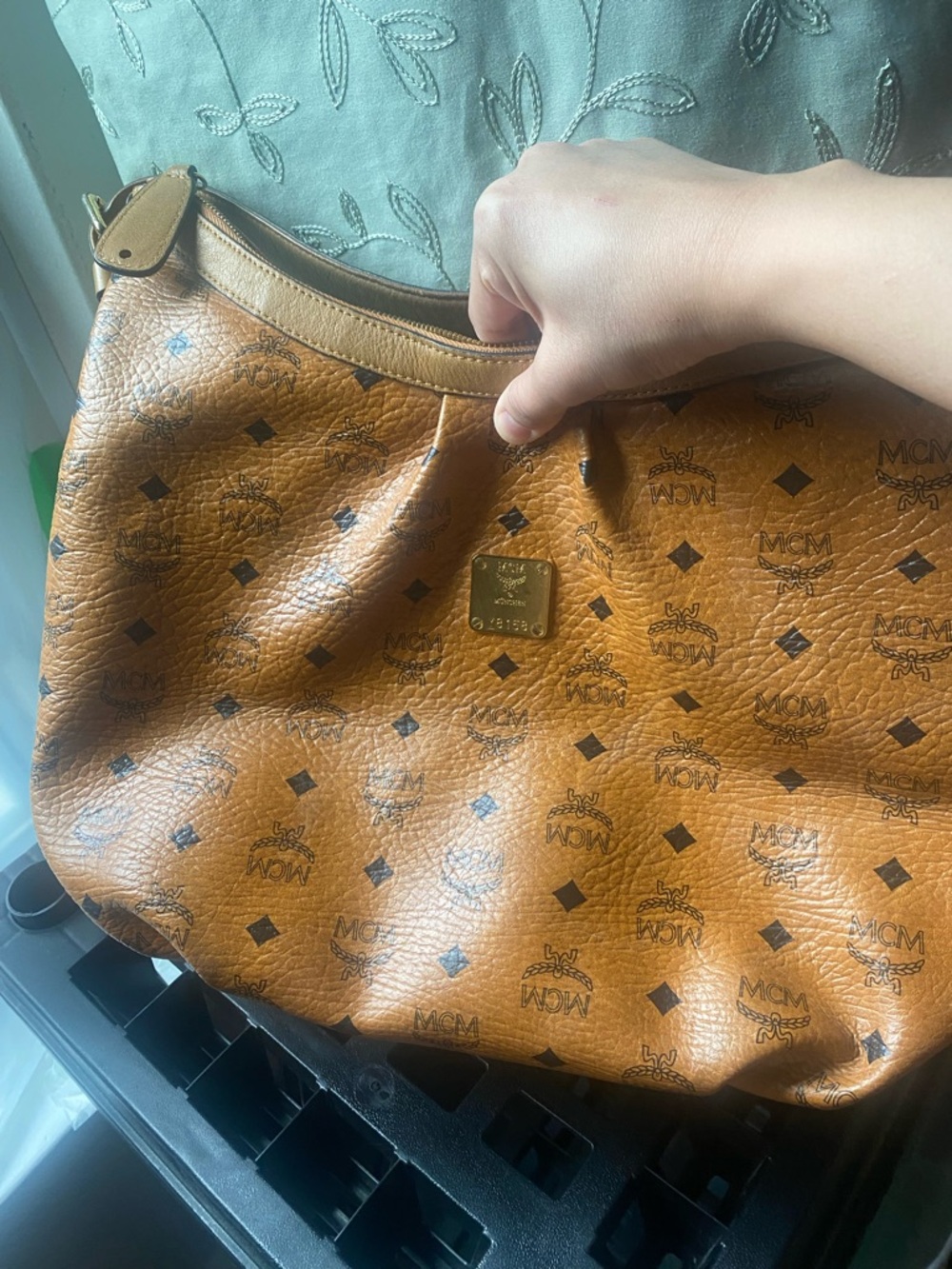 MCM Tan Monogram Shoulder Bag - Picture 8 of 13